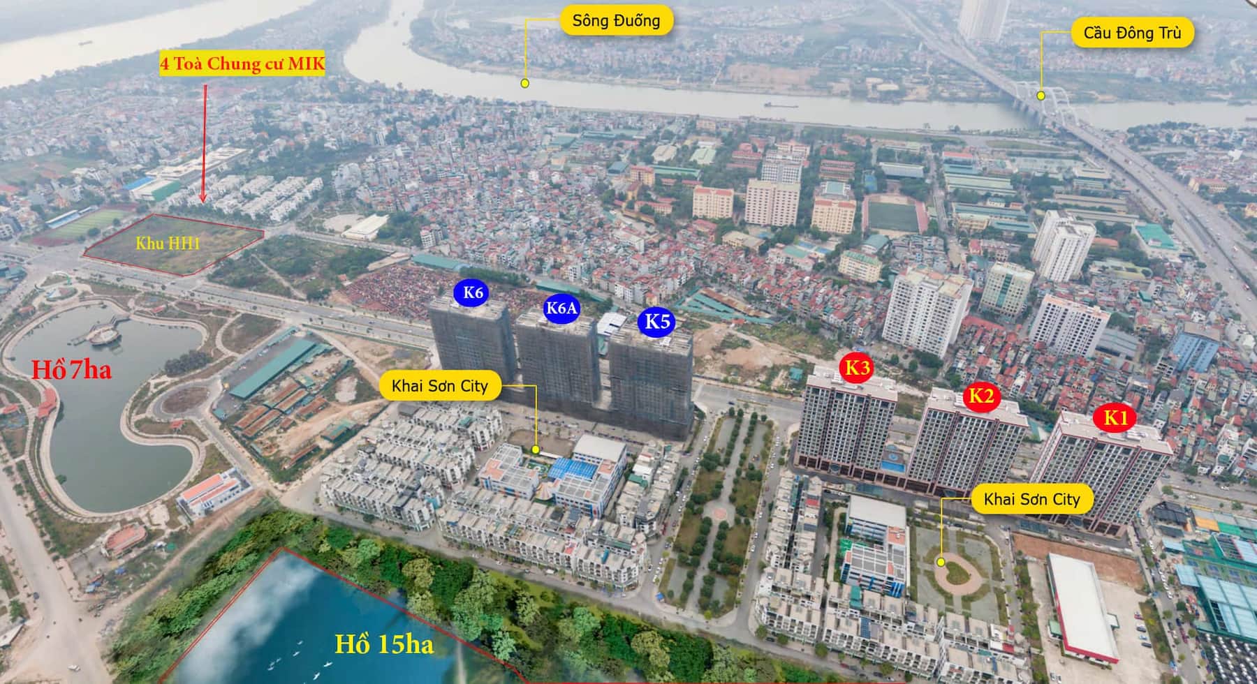 Vị trí Dự án The Magnolia hiện hữu trong khu đô thị Khai Sơn 180ha